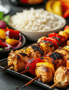 Assiette de Brochette de Poulet Mariné